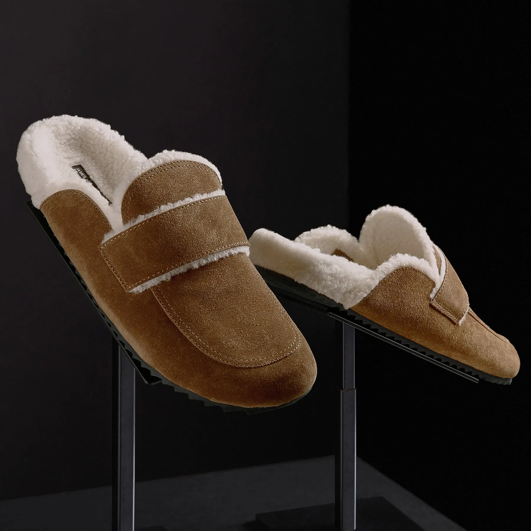 Men's Suede Shearling Lined Loafer - Tabacco/Ivory